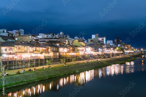amazing view of pontocho district at night, Kyoto