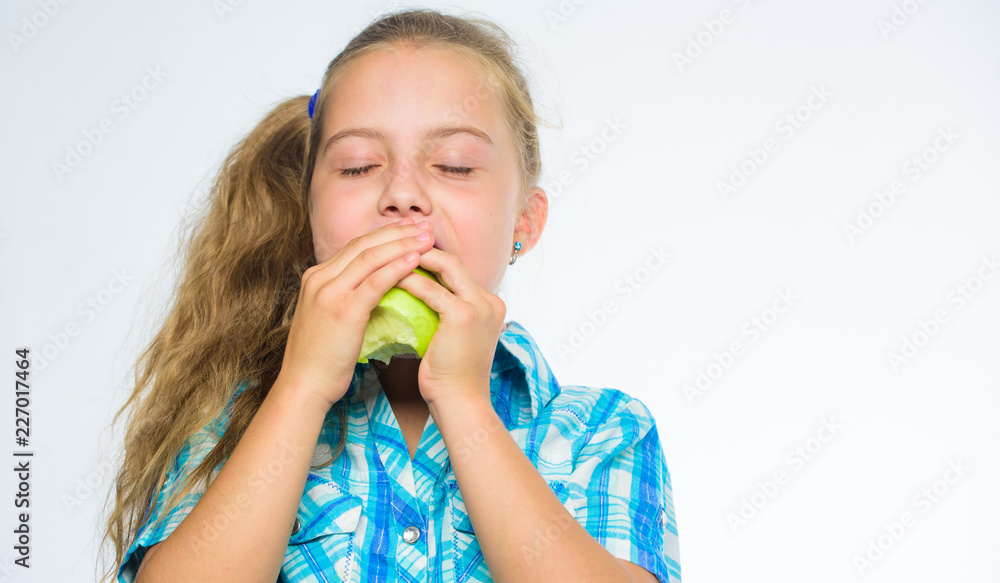 Find out which vitamins and minerals your body need. Kid girl eat green apple fruit. Nutrition vitamin content of apple. Vitamin nutrition concept. Good nutrition is essential to good health Find out which vitamins and minerals your body need. Kid girl eat green apple fruit. Nutrition vitamin content of apple. Vitamin nutrition concept. Good nutrition is essential to good health
