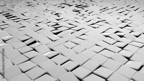 3D white randomized tiles