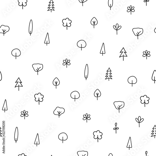 Forest Garden tree nature simple seamless pattern