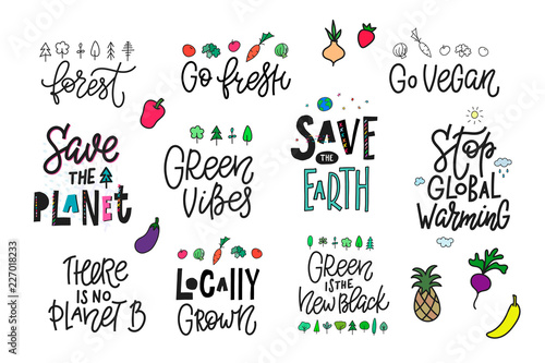 Save the Planet Earth vegan print quote lettering