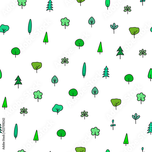 Forest Garden tree nature simple seamless pattern