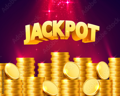 Jackpot in the form of gold coins. Isolated on red background. Vector illustration