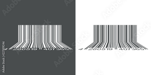 Icono plano codigo de barras en ángulo recto en gris y blanco