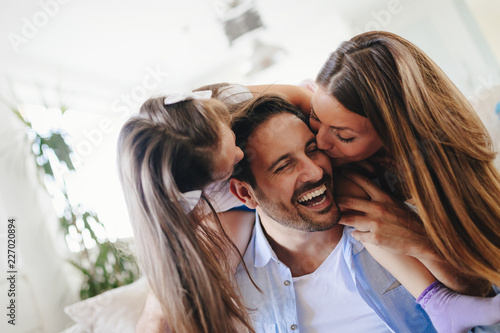 Happy family having fun times at home