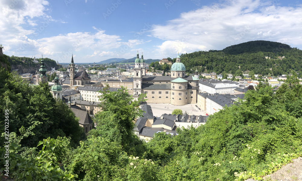 Panorama from the old town of Salzburg