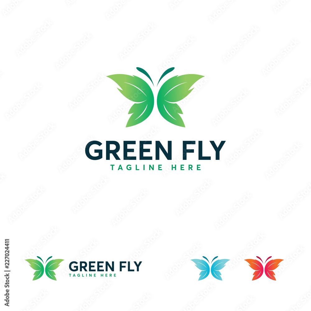 Green Fly logo designs symbol concept, Butterfly logo symbol
