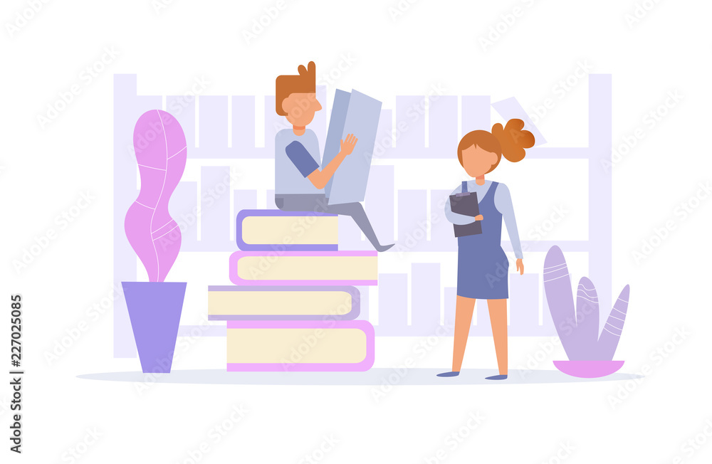 Library Vector. Cartoon. Isolated art on white background. Library Vector. Cartoon. Isolated art on white background.