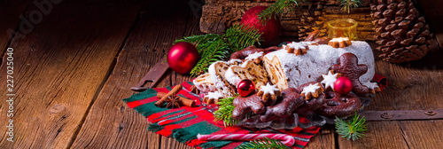 delicious dresdner christ stollen with marzipan and raisins photo