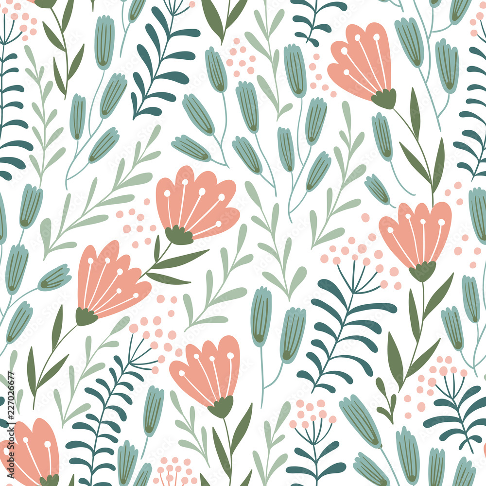 Picturesque wildflowers in pastel colors