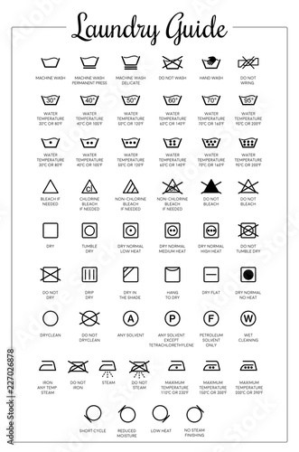 Laundry Guide vector icons, symbols collection