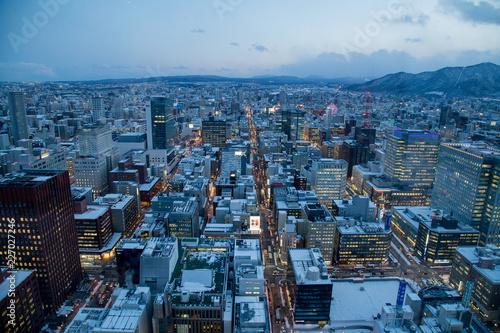 Sapporo cityscape  urban landscape  from top building JR Tower Observation Deck T38 in Japan