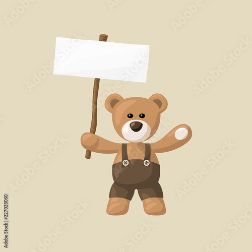 Teddy Bear with White Signboard