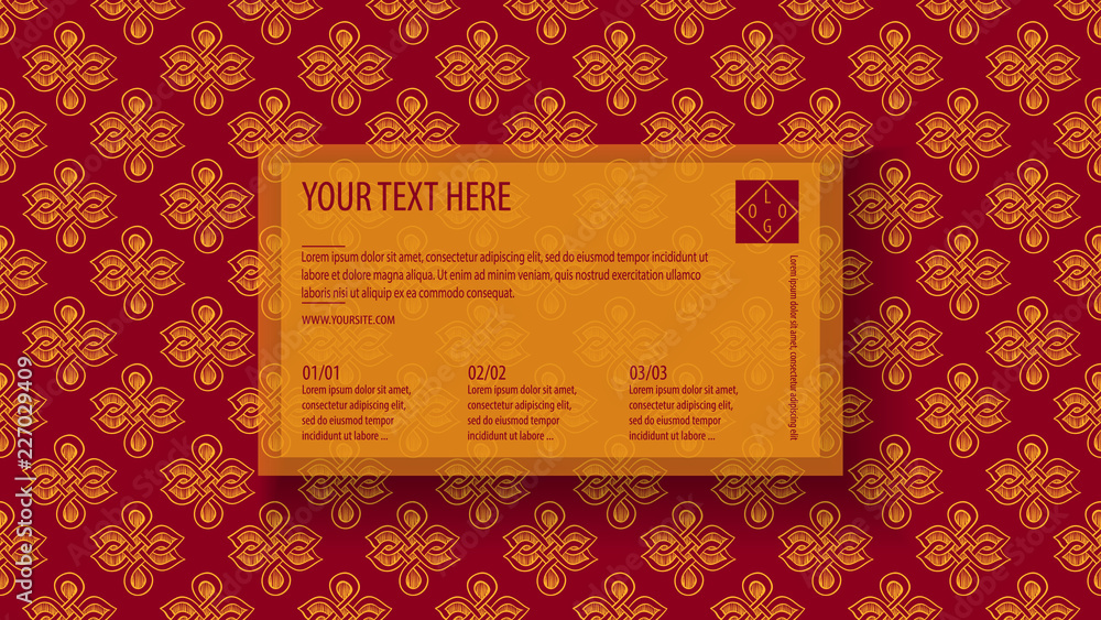 Fotografie Asian poster with seamless pattern swatch