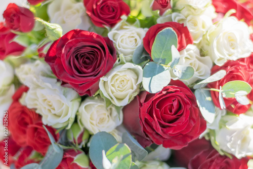 Wedding bouquet with red rose    as a background