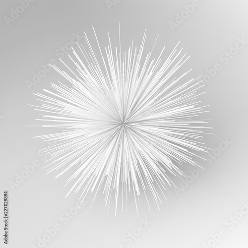 Abstract white radial explosion 3D object