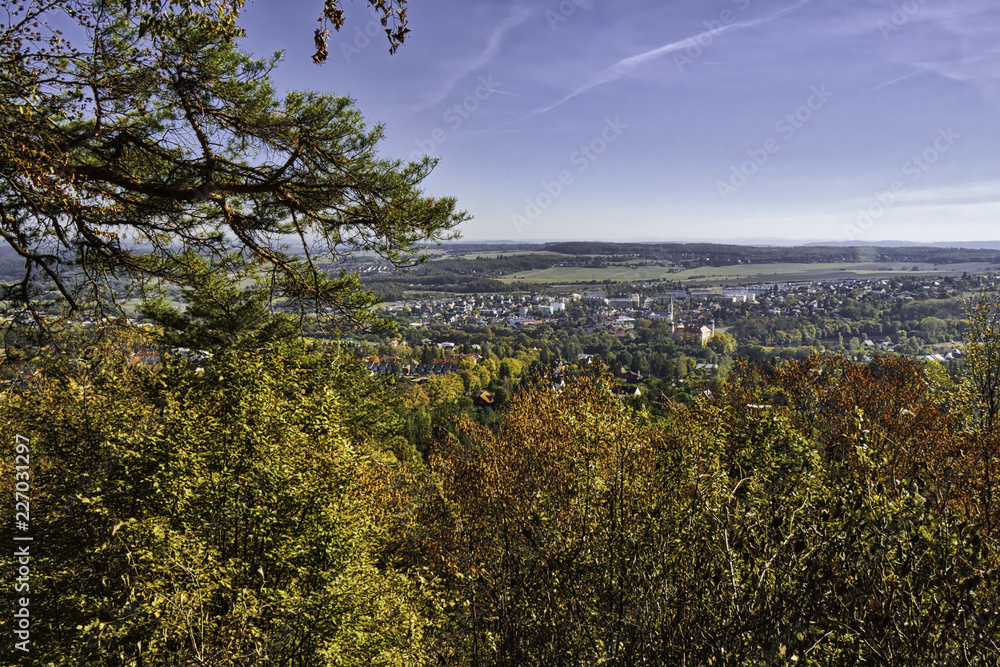 Beautiful HDR landscape panorama of Mnisek pod Brdy town in Czech republic.