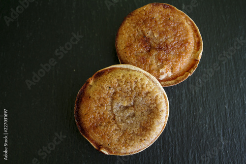 Top view of Traditional portuguese cheese cakes "Queijadas de Sintra"
