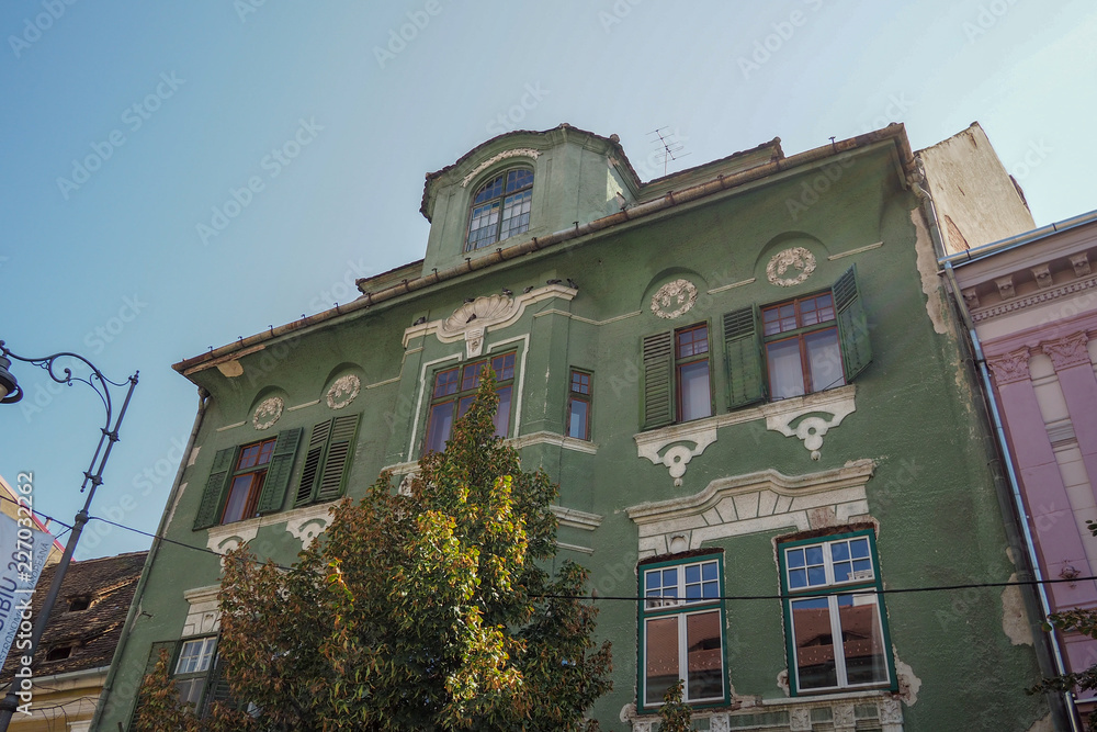 Naklejka premium Sibiu, Romania. The city where houses have eyes