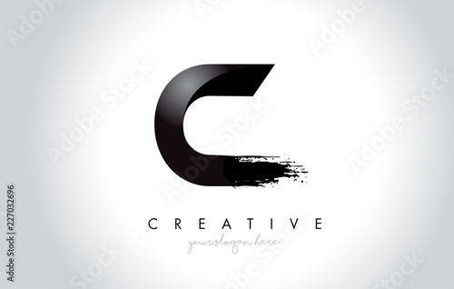 C Letter Design with Brush Stroke and Modern 3D Look.