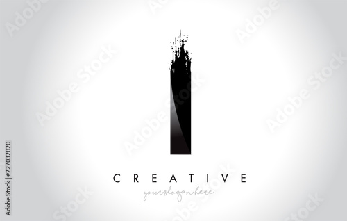 I Letter Design with Brush Stroke and Modern 3D Look.