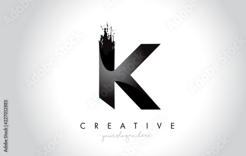 K Letter Design with Brush Stroke and Modern 3D Look.