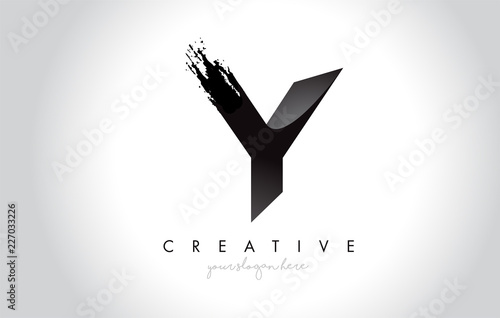 Y Letter Design with Brush Stroke and Modern 3D Look.