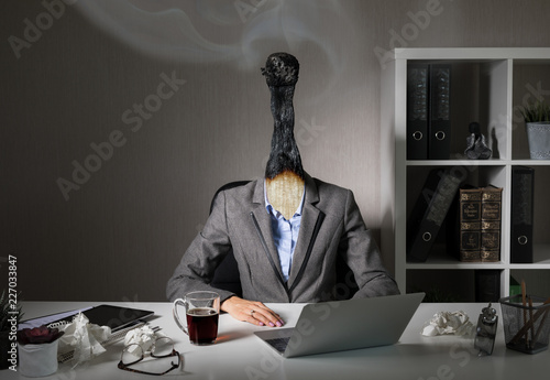 Conceptual photo illustrating burnout syndrome at work photo