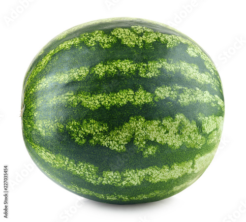 Whole fresh watermelon isolated on white