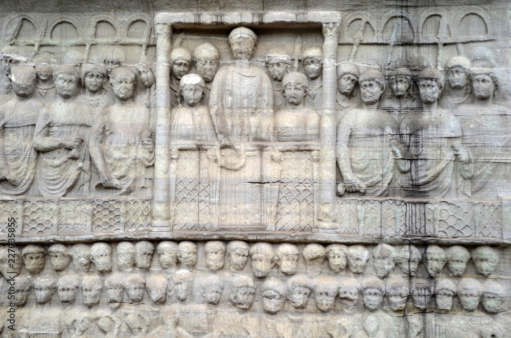 Base of the Obelisk of Theodosius. The Obelisk is the Ancient Egyptian obelisk in the Hippodrome of Constantinople by the Roman emperor Theodosius I in the 4th century AD