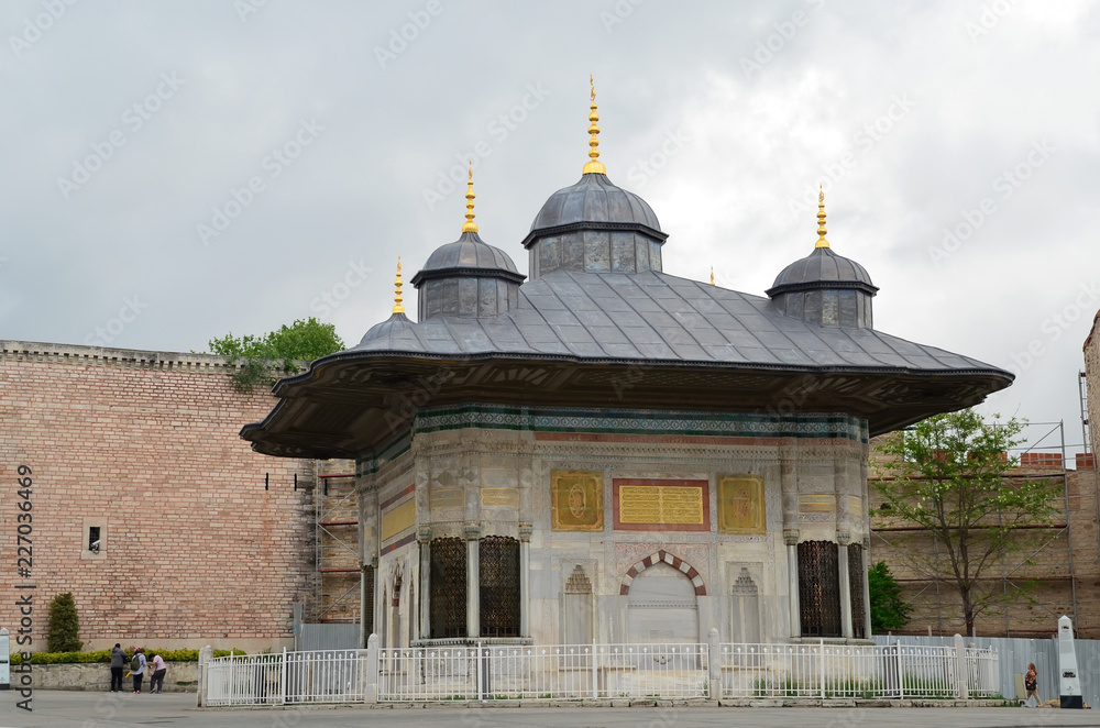 Sultan Ahmet III fountain near Topkapi museum in Istanbul, Turkey