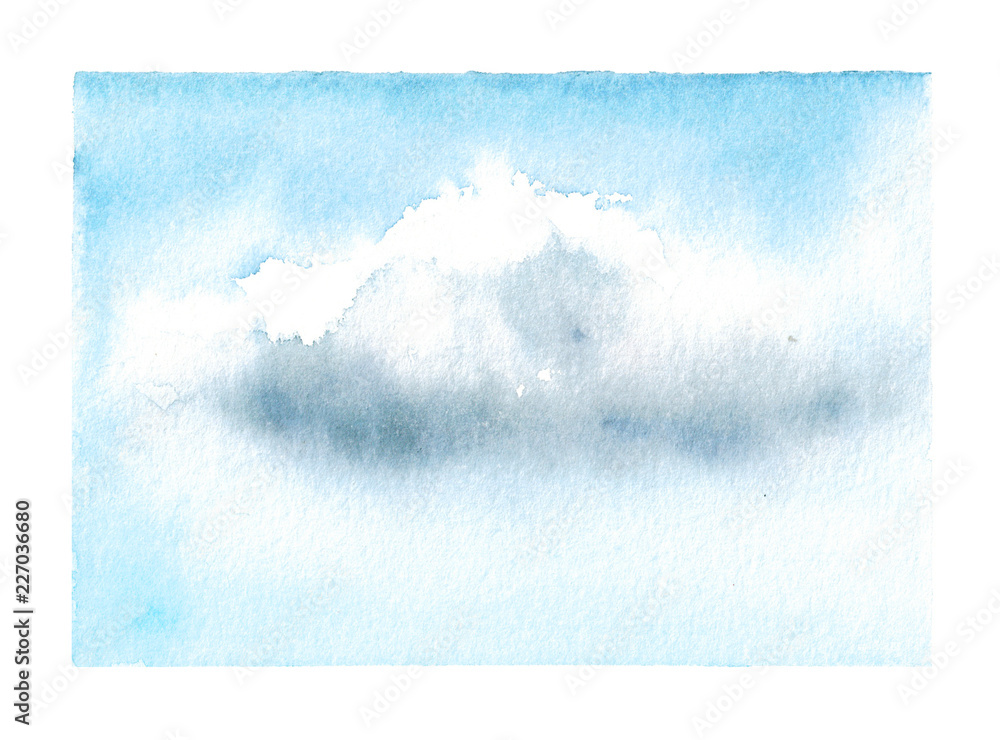 Watercolor hand drawn illustration sketch of a cloud in the sky art with paper texture Watercolor hand drawn illustration sketch of a cloud in the sky art with paper texture