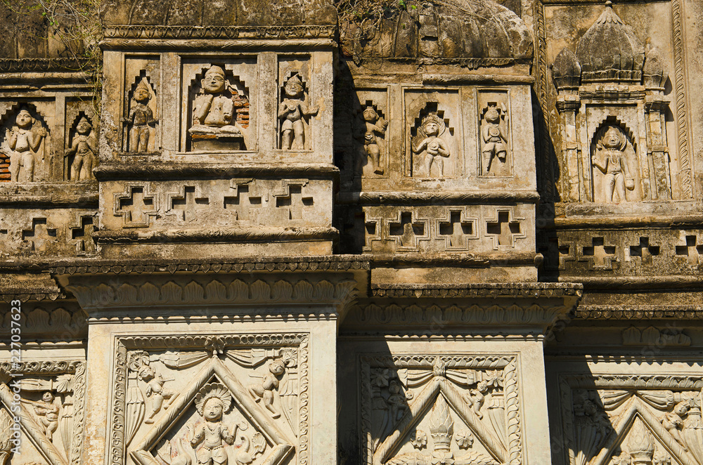 Figures on the wall of the temple. Chhatarpur District. Madhya Pradesh.