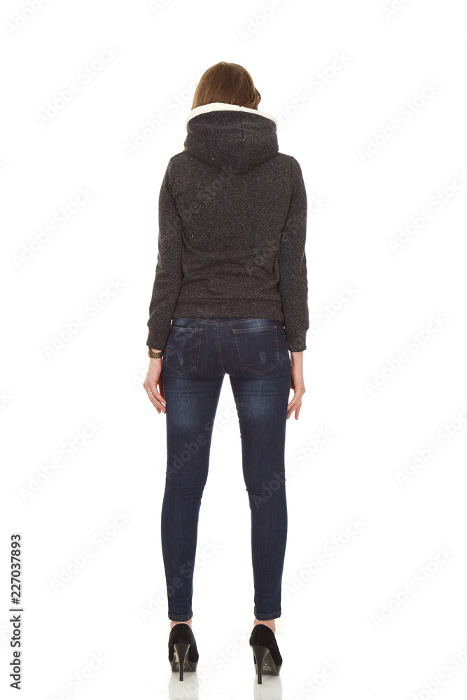 woman back with full body and casual clothes woman back with full body and casual clothes