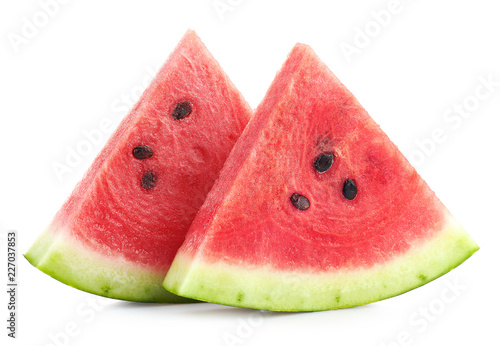 Two slices of ripe watermelon