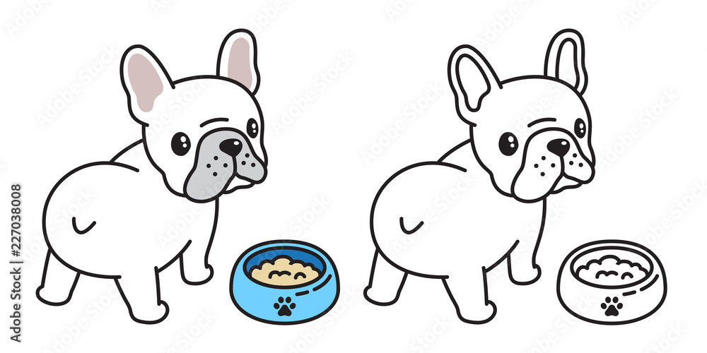 Fototapeta premium dog vector french bulldog logo icon bowl food cartoon character illustration symbol