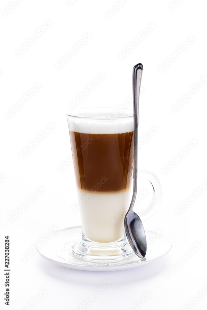Coffee Latte in glass Irish mug isolated on white background Coffee Latte in glass Irish mug isolated on white background