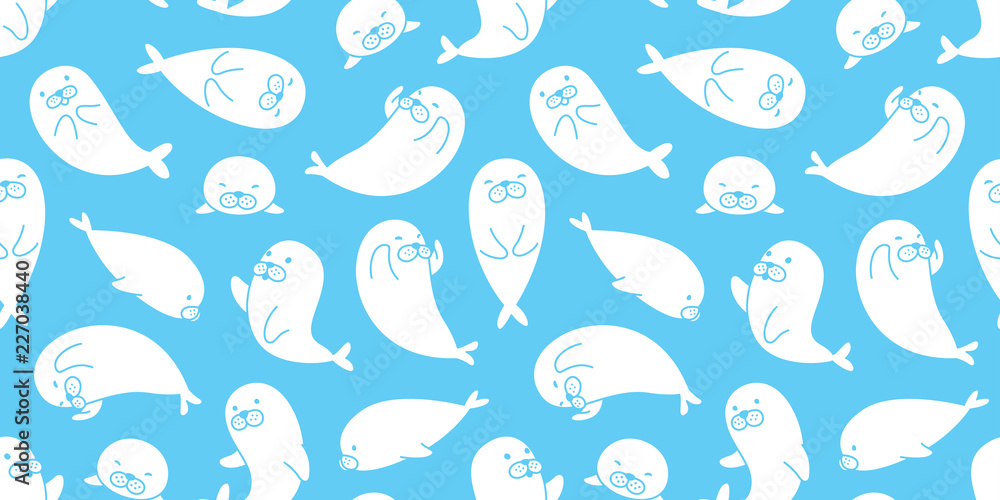 seal seamless pattern vector walrus sea lion bear polar bear scarf isolated tile background cartoon wallpaper blue seal seamless pattern vector walrus sea lion bear polar bear scarf isolated tile background cartoon wallpaper blue