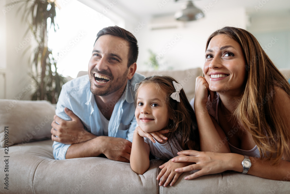 Obraz premium Happy family having fun time at home