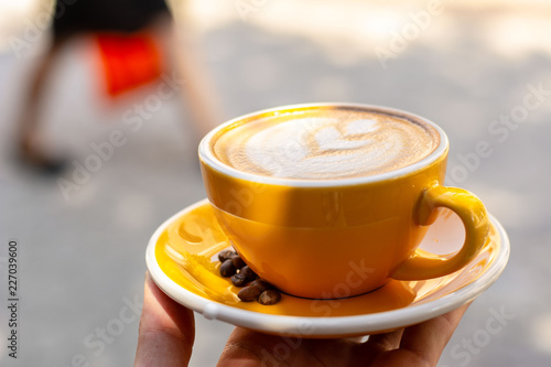 Coffee. Cappuccino. Good morning concept. Cup of coffee with milk