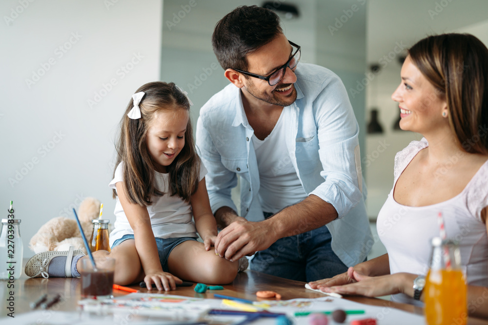 Fototapeta premium Happy family having fun time at home