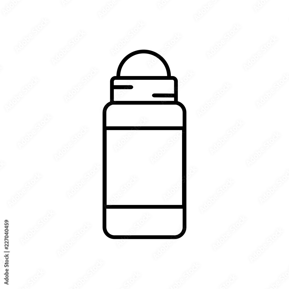 Vector flat illustration icon of roll-on deodorant (antiperspirant). Black line silhouette on a white background Vector flat illustration icon of roll-on deodorant (antiperspirant). Black line silhouette on a white background