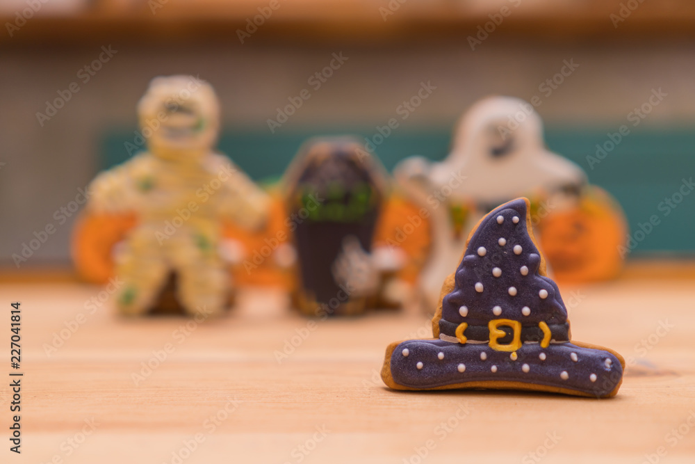 Gingerbread figures for Halloween. Preparing for a party