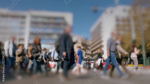 Wallpaper Mural Big City Crowd, Anonymous People Cross Busy Street Slow Motion 96p.No logos or faces,commercial shot. Torontodigital.ca