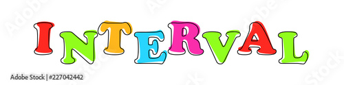 Interval - multicolored cartoon text on white background