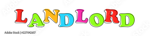 Landlord - multicolored cartoon text on white background