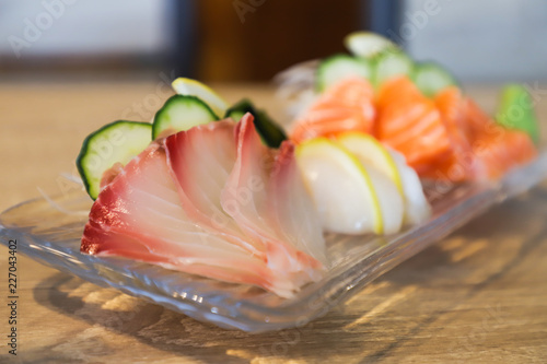Closeup Sashimi dish