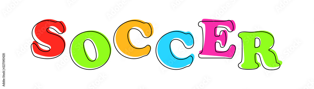 Soccer - multicolored cartoon text on white background Soccer - multicolored cartoon text on white background