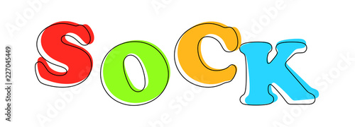 Sock - multicolored cartoon text on white background