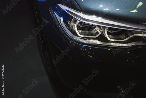 Top view of Headlight lamp of new cars,copy space.
